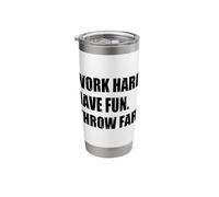 Work Hard Have Fun Throw Far Track and Field Discus Thrower Stainless Steel Insulated Tumbler