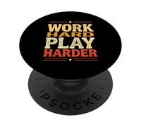WORK HARD PLAY HARDER Vintage Motivational PopSockets Adhesive PopGrip