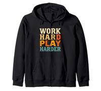 WORK HARD PLAY HARDER Vintage Motivational Poster Zip Hoodie