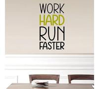 Work Hard, Run Faster Motivational Wall Stickers, Bold Inspirational Quote Vinyl Decal for Office, Living Room, Bedroom, Home Decor
