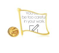 Work Hard Try Best Speak. Golden Metal Flag Lapel Pin Badge