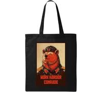Work Harder Comrade Communist Bear Natural Ecological Cotton Tote Bag Black