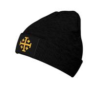 Work Hat Yellow Jerusalem Cross Skullies Beanies Soft Skull Cap Lightweight Knitted Skull Cap for Running Autumn Cycling
