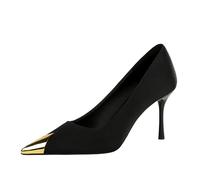 Work Heels for Women, 3.34-inch Closed Pointed Toe Stiletto Heels, Comfortable Slip On Office Business Pumps Shoes Black