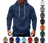 Work Hoodies for Men,1/4 Zip Fleece Lined Tactical Jumpers Mens Cargo Military Hooded Sweatshirt Pullover Sweater Tops Winter Gym Sports Outfits Hoody Essentials Hoodies with Pockets Navy