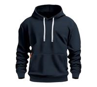 Work Hoodies for Men Fleece Lined Jumpers Vintage Hooded Sweatshirt Pullover Sweater Tops with Pocket Autumn Gym Sports Preppy Clothes Outfits Hoody Jumpers Essentials Hoodies Navy
