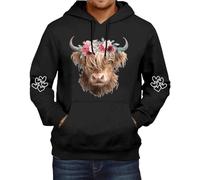 Work Hoodies for Men Highland Cow Hoodie Cow Sweatshirts for Men Western Cow Print Shirt Country Western Sweatshirt 2024 New