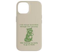 Work Humor Waking Up Early Funny Raccoon Gag Joke Retro 90s Case for iPhone 14