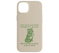 Work Humor Waking Up Early Funny Raccoon Gag Joke Retro 90s Case for iPhone 14 Plus