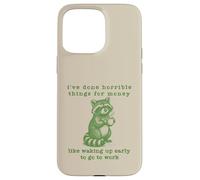 Work Humor Waking Up Early Funny Raccoon Gag Joke Retro 90s Case for iPhone 15 Pro Max