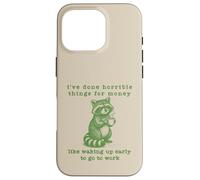 Work Humor Waking Up Early Funny Raccoon Gag Joke Retro 90s Case for iPhone 16 Pro