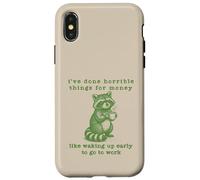 Work Humor Waking Up Early Funny Raccoon Gag Joke Retro 90s Case for iPhone X/XS