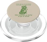 Work Humor Waking Up Early Funny Raccoon Gag Joke Retro 90s PopSockets PopGrip for MagSafe