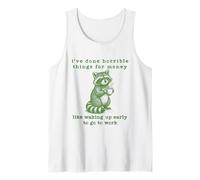 Work Humor Waking Up Early Funny Raccoon Gag Joke Retro 90s Tank Top