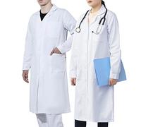 WORK IDEA 100% Cotton Lab Coat, Unisex Men Women Protective Clothing for Laboratory Medicine Coat Doctor's Coat Lab Coat White