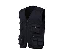 WORK IDEA Men's Multi-Pocket Light Field Vest, Black, 3XL