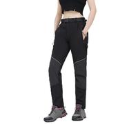WORK IDEA Women's Outdoor Trousers for Demanding Hikes - Waterproof Material, Elastic Fit, Winter Warmth, Contrast Colour Zippers and More, Black belt, L