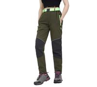 WORK IDEA Women's Outdoor Trousers for Demanding Hikes - Waterproof Material, Elastic Fit, Winter Warmth, Contrast Colour Zippers and More, Green, L