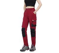 WORK IDEA Women's Slim-Fit Stretch Work Trousers: Critical Cordura Fabric Areas - Durable Elegance for the Highest Demands., Dark Red-Type 2, 14
