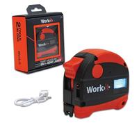 Work>it® Tape Measure with Laser Rangefinder 5m + 40m - High Precision Measurement, Magnetic End, USB Charging, Black/orange