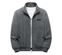 Work Jackets for Men Casual Jackets for Men UK Winter Fleece Lined Smart Casual Coat Zip Up Lapel Collar for Office Wear, Business Commute, and Meetings Xmas Gifts Grey 5XL