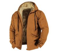 Work Jackets For Men,Men's Color Pure Hoodie Brown Cloth Fleece Jacket Autumn And Winter Warm Casual Sports Coat Fashion Trend Must