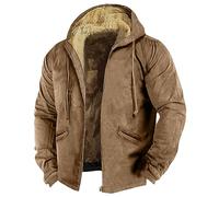 Work Jackets For Men Waterproof Coats For Men Softshell Jackets Mens Patterned Print Fleece Lining Winter Jackets Zipped Combat Jacket With Pockets Thick Warm Lumberjack Jacket (Brown, Xxl)