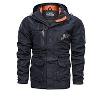Work Jackets For Men Waterproof Long Sleeve Casual Trench Coats Camouflage Jacket Mid-length Casual Cargo Jacket Plus Size Jacket Spring Clothes Outdoor Jacket For Hiking Camping Walking Dark Blue L