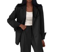 Work Jackets for Women UK Elegant Casual Business Office Wear Plus Size Long Sleeve Notched Lapel Single Breasted Open Front Wedding Guest Party Funeral Suit Jacket with Pockets