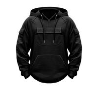 Work Jumpers for Men 1/2 Zip Up Pullover Hooded Sweatshirts Casual Work Hoodies with Pocket Drawstring Plain Soft Fleece Hoodie Classic Long Sleeve Hoody Tops for Running Workout Casual Wear Black