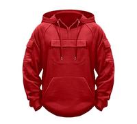 Work Jumpers for Men 1/2 Zip Up Pullover Hooded Sweatshirts Casual Work Hoodies with Pocket Drawstring Plain Soft Fleece Hoodie Classic Long Sleeve Hoody Tops for Running Workout Casual Wear Red