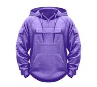 Work Jumpers for Men 1/2 Zip Up Pullover Hooded Sweatshirts Casual Work Hoodies with Pocket Drawstring Plain Soft Fleece Hoodie Classic Long Sleeve Hoody Tops for Running Workout Casual Wear Purple