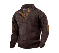 Work Jumpers For Men Sweatshirt - Mens Thick Warm Winter Sweater | Knit Sweater Pullover Stand Collar, Casual Button Up Pullover Tops Long Sleeve Winter Sweaters Jumpers With Elbow Patches