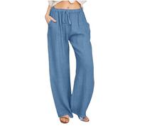 Work Leggings for Women Office Plus Size High Waisted Flared Leggings Lightweight Stretch Palazzo Trousers Women Adjustable Loose Fit Leisure Trousers with Pockets Navy