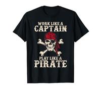 Work Like a Captain Play Like a Pirate Value Graphic T-Shirt