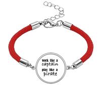 Work Like Captain Play Like Pirate Lucky Red String Bracelet Rope Bracelet Handmade