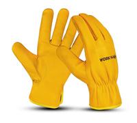 WORK MAXX Heavy Duty Gardening Gloves for Men, Thorn Proof Leather Gloves