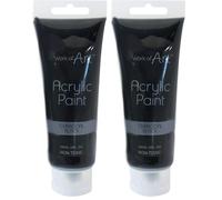 Work of Art 120ml Acrylic Paint - Black, 6722 (Pack of 2)