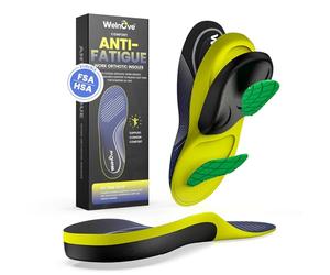 Work Orthotic Insoles for Plantar Fasciitis - Welnove Superior Comfort Work Boot Insoles for Standing All Day - Anti Fatigue Medium Arch Support Shoe Inserts for Men Women Flat Feet Pain (Size L)