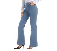 Work Pants for Women Ladies High Elasticated Waist Smart Stretch Trousers Elegant Straight Leg Tummy Control Bootleg Pockets Athletic Workout Business Leggings Yoga Pant Uk Size 8 10 12 14 16