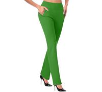 Work Pants for Women UK 2024 Ladies High Elasticated Waist Smart Stretch Trousers Straight Leg Tummy Control Bootleg Slacks with Pockets Athletic Workout Business Leggings Yoga Pant (GN1#2, M)