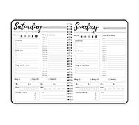 Work Planner,Daily & Weekly Spiral Planner with Hourly Schedules, To Do List, Tasks, Expense tracker, Undated 7 Days Planner Start Anytime, Flexible PVC Waterproof Cover, 10x7.3 inches