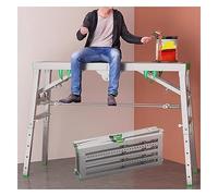 Work Platform Portable Folding Scaffolding 5-Gear Adjustable Height Home Engineering Workbench-Step Ladders Scaffold (B 140×40cm)