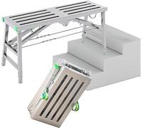 Work Platform Scaffold Ladder Stool, Adjustable Height, 15.7 Inch Width, Folding Scaffolding Stand for Home and DIY Projects