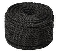 vidaXL Twisted Work Rope Polypropylene Black 10 mm 25 m