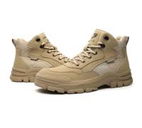 Work Safety Shoes, Labour Insurance Shoes, Anti-Smashing and Anti-Puncture Steel Toe Shoes, Adventure Protection Sneakers(Khaki,EU 43)