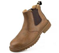 Work Safety Shoes, Labour Insurance Shoes, Smash and Puncture Resistant Steel Toe Boots, Comfortable Outdoor Adventure Protection Footwear(Khaki,5.5)