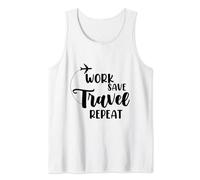 Work Save Travel Repeat Funny Tee Graphic Tank Top