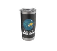 Work, Save Travel, Repeat Vacation Stainless Steel Insulated Tumbler
