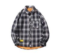 Work Shirt Men's Checked Thermal Shirt with Pockets Thick Fleece Checked Shirt Lined Fleece Jacket Autumn Winter Shirt Jacket Sport Long Sleeve Shirt Comfortable Fit Lumberjack Shirt, navy, XXXXL
